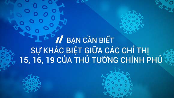 Sự khác biệt giữa Chỉ thị 15, Chỉ thị 16 và Chỉ thị 19 của Thủ tướng Chính phủ